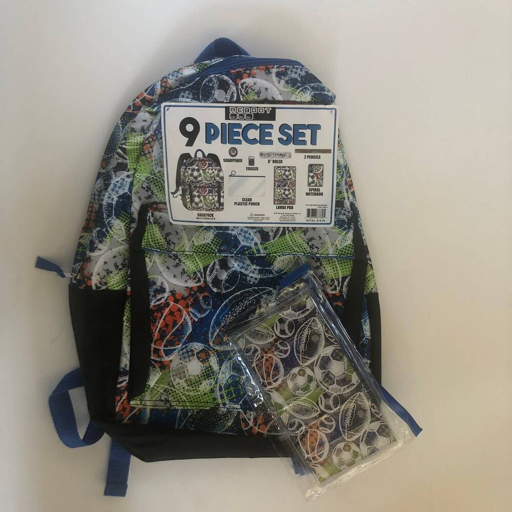 Reboot 9 pc Sports Balls Kids Youth Backpack